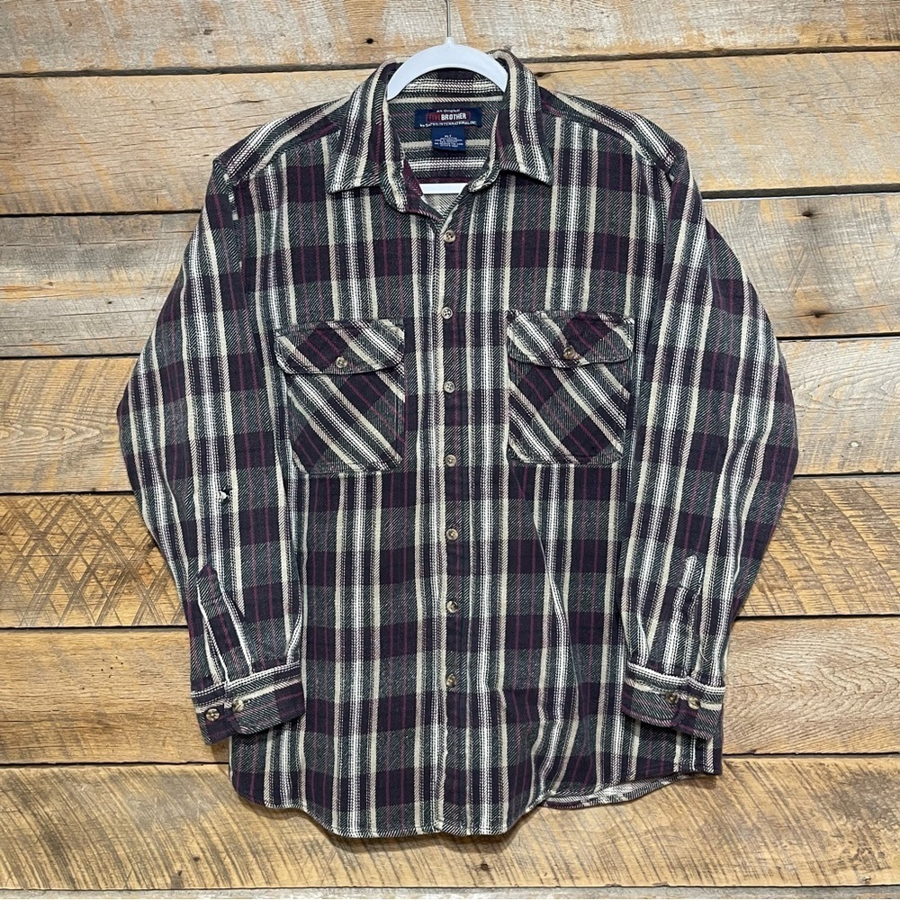 Vintage Men’s Five Brothers Plaid Flannel USA Made Sz XLT Heavyweight Cotton